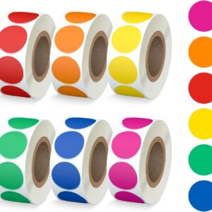 3000pcs 1 inch Dot 6 Rolls Colored Coding Labels