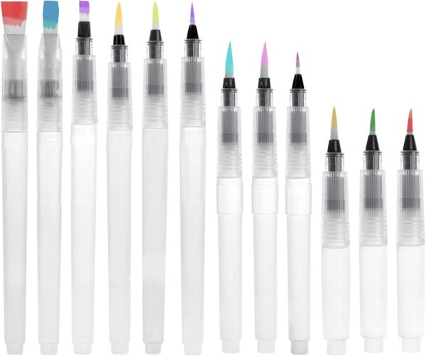 12PCS Water Color Brush Pen Set for All Water Soluble Pigment