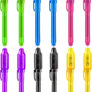 12PCS Invisible Ink Pen,Spy Pen with UV Light for Kids