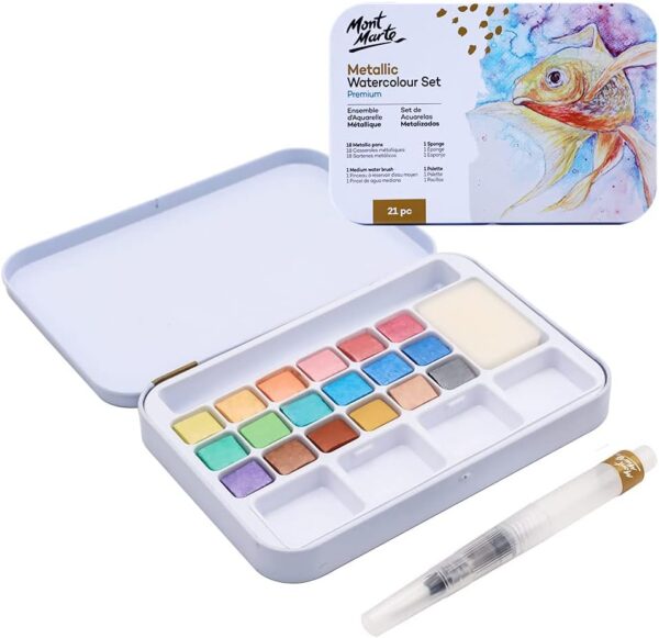 Mont Marte 21 Piece Premium Metallic Watercolor Cake Set