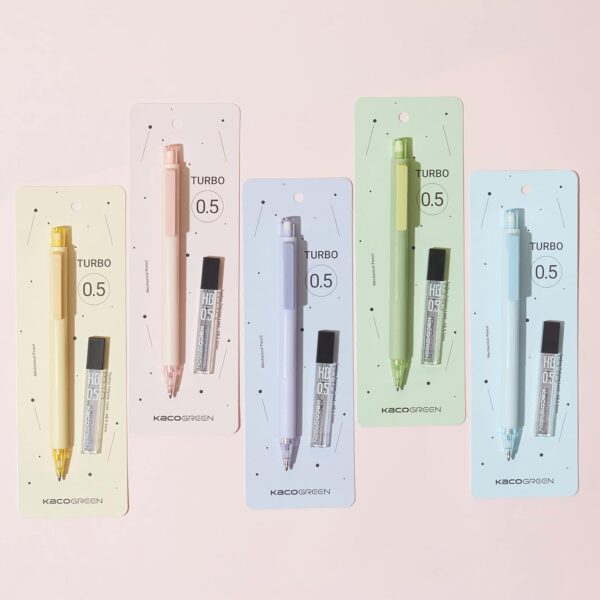 Kaco TURBO Mechanical Pencils with 5 Tube HB Lead Refills 5 Pack