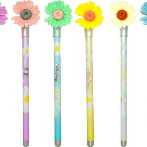 12PCS Fancy Daisy Gel Pens 0.5mm Black Ink
