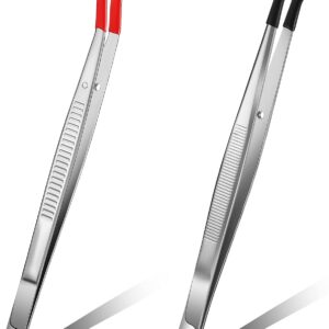2Pcs Tweezers Curved Bent Rubber Tip Craft Tool for Lab Jewelry Making