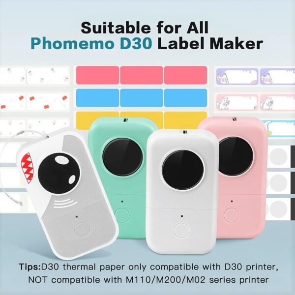 Phomemo D30 Adhesive White Label Paper (12mm X 40mm) White,3 Roll