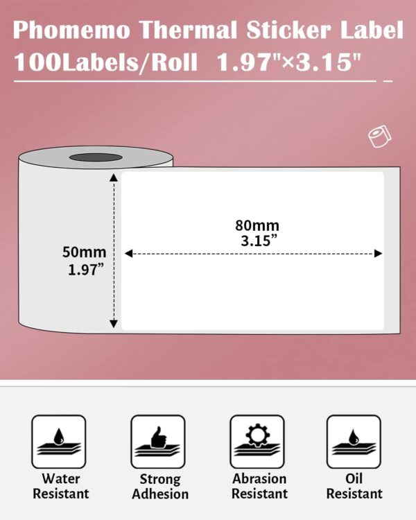 Phomemo Thermal Labels for M110/M221/M220/M120/M200,50x80mm