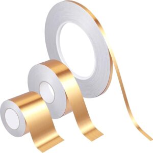 3 Rolls Tape,Self Adhesive Metalized Polyester Film Tape Gold