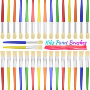 30 Kids Watercolor Paint Brushes Set with Round and Flat Tip