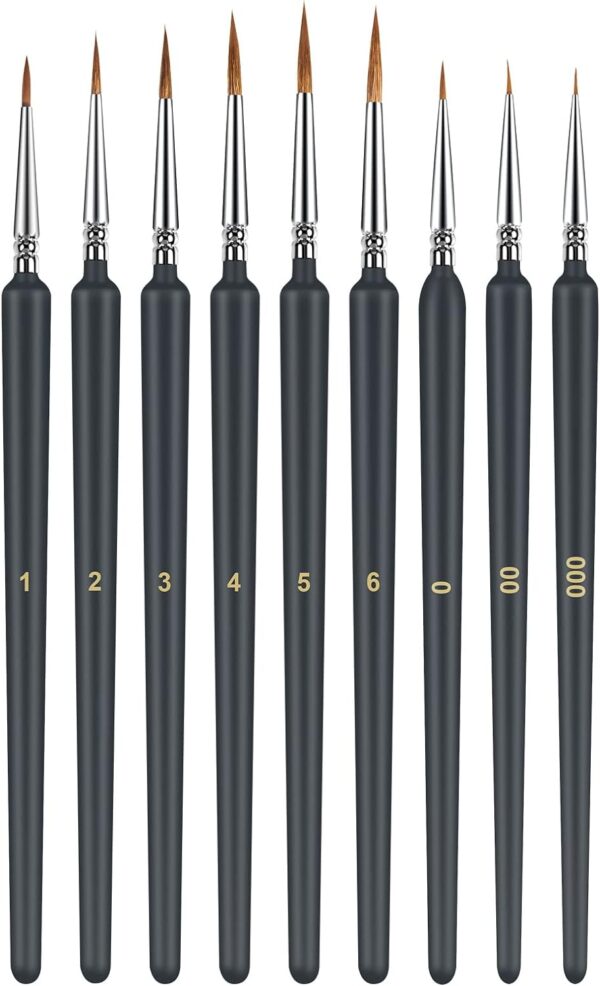 9pcs Miniature Paint Brushes Set for Fine Detailing & Art Painting