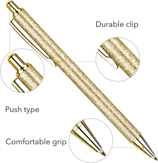12 Pcs Glitter Ballpoint Pens,Metal Retractable Journaling Pens