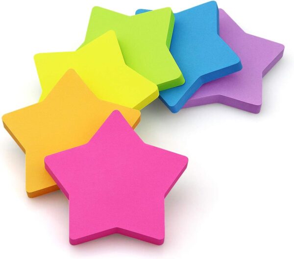 Star Shape Sticky Notes 6 Color 75 Sheets/Pad