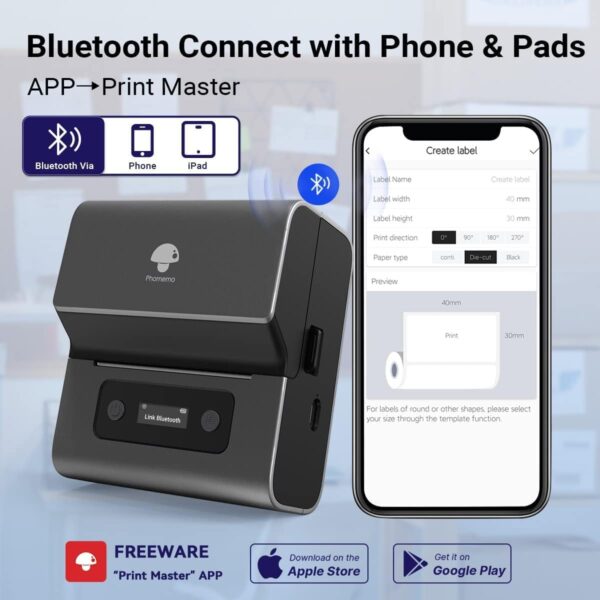 Phomemo M221 Label Makers- 3 Inch Barcode Label Thermal Printer