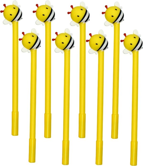 8PCS Funny Yellow Bees Pens Gel Pens 0.5mm Black Ink For Kids School