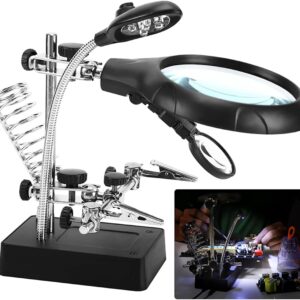 Desktop Magnifying Glass Soldering Station,LED Light Magnifier