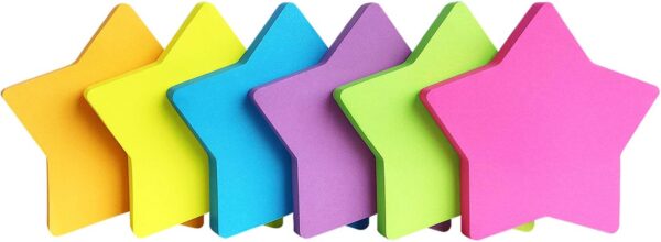 Star Shape Sticky Notes 6 Color 75 Sheets/Pad