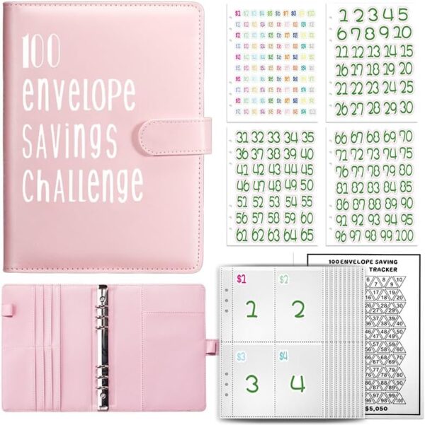 100 Day Challenge A5 Money Saving Budget Binder Pink