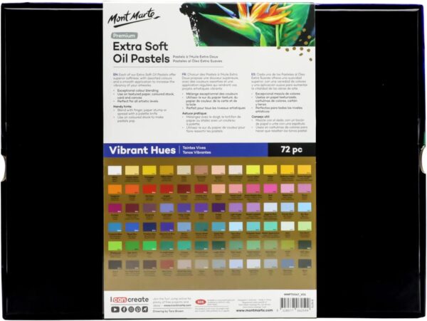Mont Marte Extra Soft Oil Pastels 72pcs Assorted Bright Colors