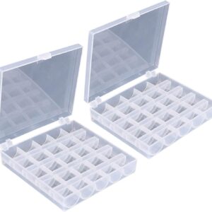 25 Slots Empty Bobbins Spools Box for Sewing Machine 2 Pack