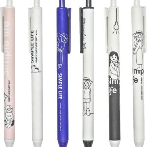 12PCS Retractable Abstract Characters Cute Girls Boys Print Gel Pens