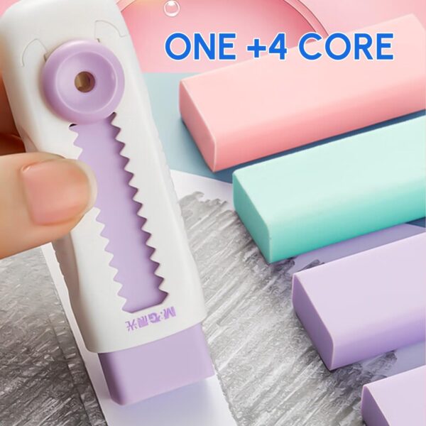 M&G 4+1 Pack Sliding Retractable Eraser with Sleeve and 4 Refill Erasers