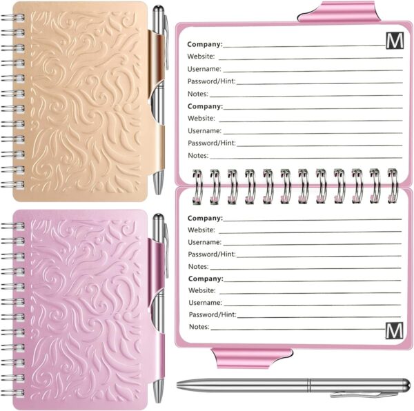 2Pcs Protable Notebook Elegant Mandala Password Book Keeper with Pen