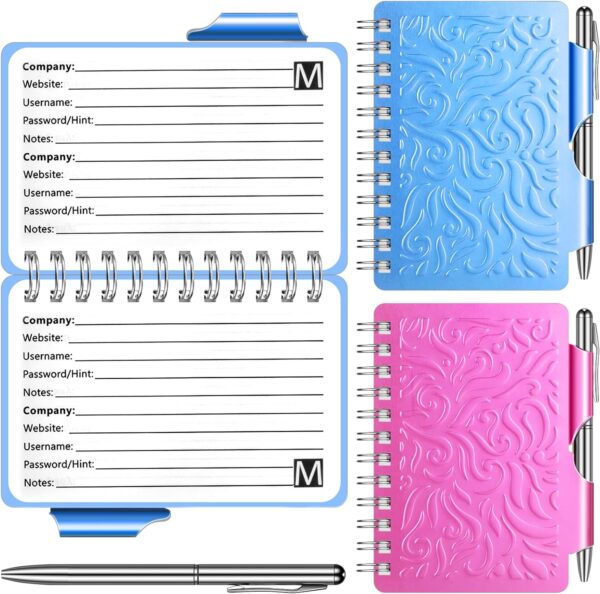 2Pcs Protable Notebook Elegant Mandala Password Book Keeper with Pen