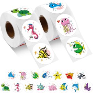 1000Pcs Round Sea Ocean Animal Stickers,1.5 Inch