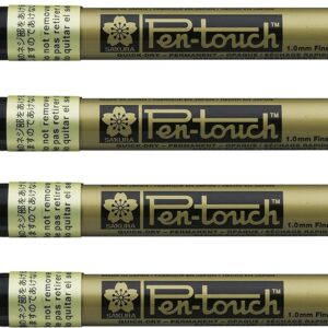Sakura Pen-Touch Paint Marker 0.7/1.0/2.0mm Metallic Gold Color,4 Pack