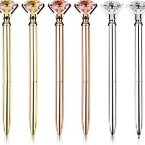 6Pcs Ballpoint Pens Metal Diamond Journaling Gift Pens,Black Ink