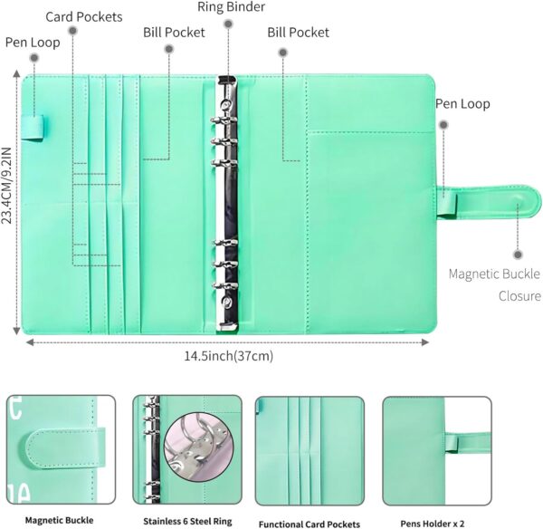 100 Day Challenge A5 Money Saving Budget Binder Green