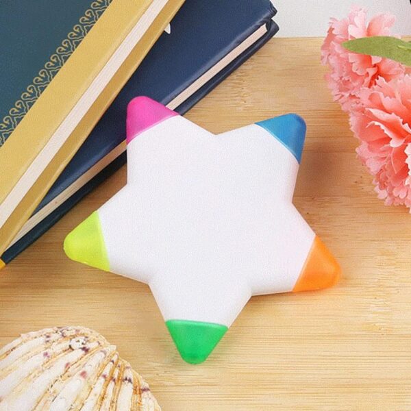 10Pcs Star Shape Watercolor Highlighter 5 In 1 Color Fluorescent Pens