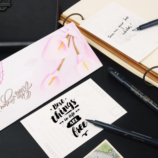 MAIKE 4 Size Calligraphy Brush Pens Water Based Black Ink Marker Set
