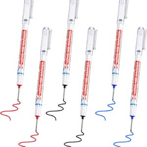 6PCS Deep Drill Hole Long Nib Waterproof Marker Pens Red Black Blue