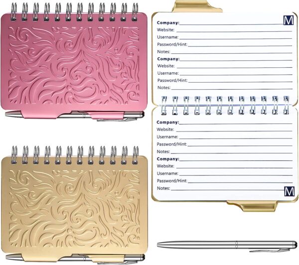 2Pcs Protable Notebook Elegant Mandala Password Book Keeper with Pen