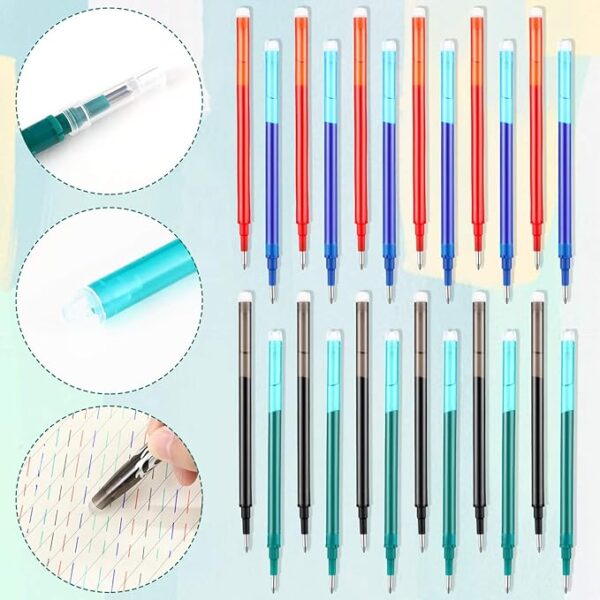 24pcs Erasable Gel Ink Pen Refills Point 0.7 mm (Black,Red,Green,Blue)