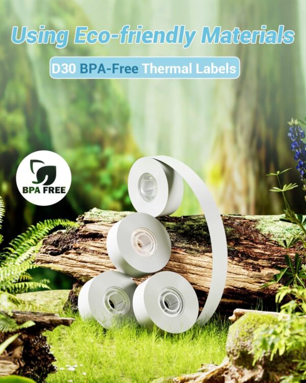 Phomemo D30 Adhesive White Label Paper (12mm X 40mm) White,3 Roll