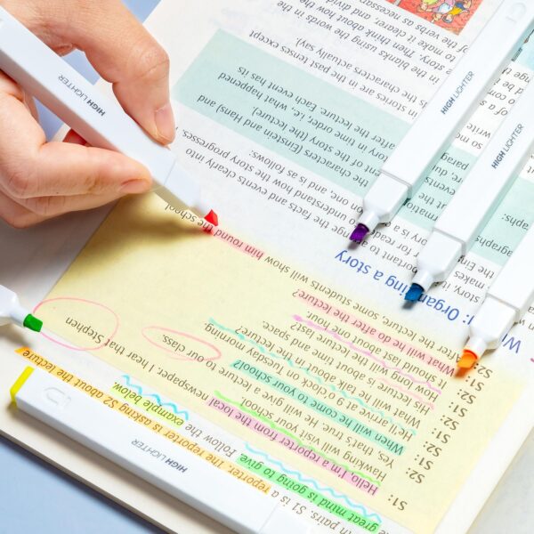 M&G 6Pcs Multicolor No Bleed Dry Quick Chisel Tip Highlighters