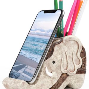 Elephant Pencil Holder with Phone Stand,Office Desk Organizer