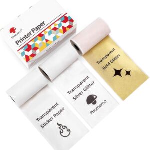 Phomemo M02/M03/M04S Transparent/Silver/Gold Glitter Sticker Paper(50mm X 3.5m)