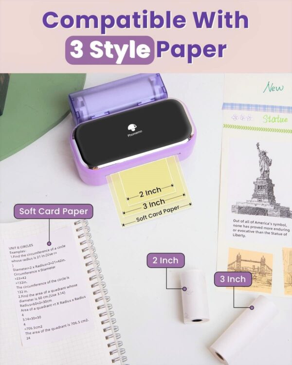 Phomemo M03 Portable Bluetooth Printer for 2-3 Inch Width Thermal Paper