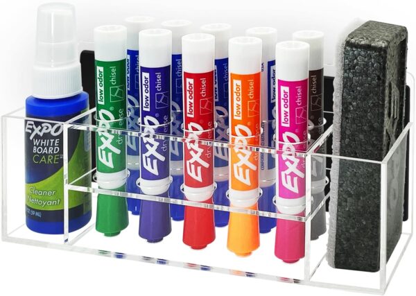 10 Slots Acrylic Magnetic Dry Erase Marker Pen Holder