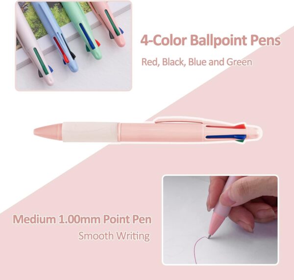 8 Pack BallPoint Multi Pens 4-in-1 Colored Pens (1.0mm)