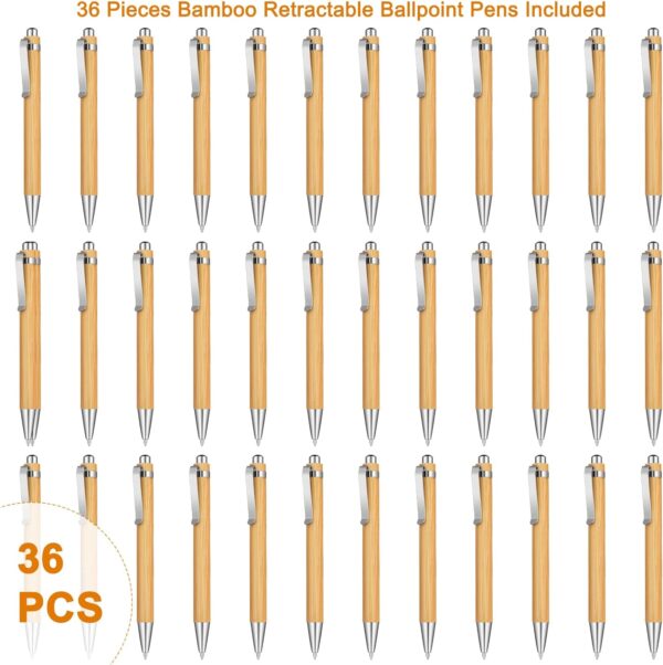 Bamboo Wooden Retractable Ballpoint Pen Black Ink 1 mm Pens 12/24/36 Pack