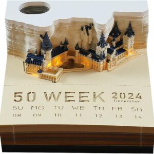 2024 Time Piece 3D Castle Desk Calendar With Led Lights