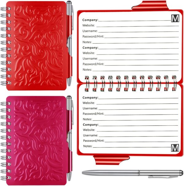 2Pcs Protable Notebook Elegant Mandala Password Book Keeper with Pen