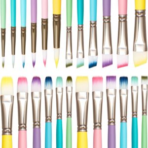 24Pcs Paint Brush Set Macaroon Color Nylon Hair