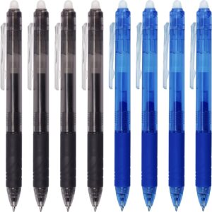 8 Pack Retractable Erasable Gel Pens Clicker Fine Point 0.7mm