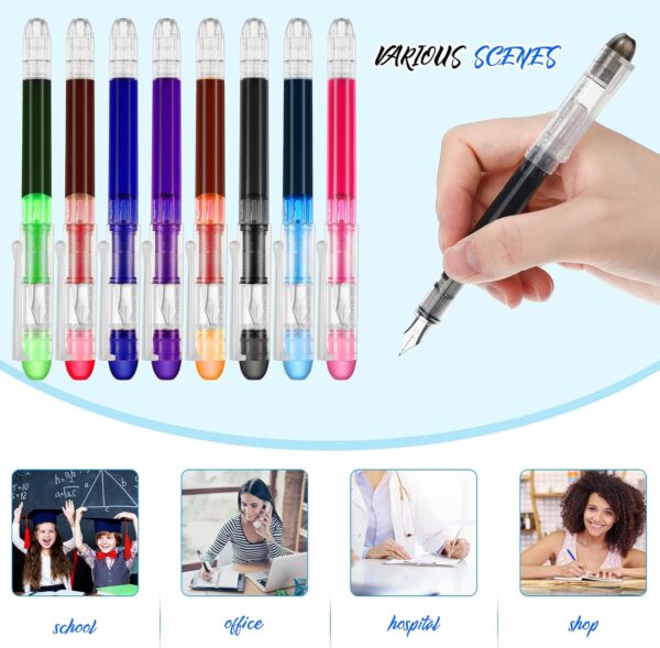 16 Pieces Colored Ink Disposable Fountain Pens Extra Fine Point Nib
