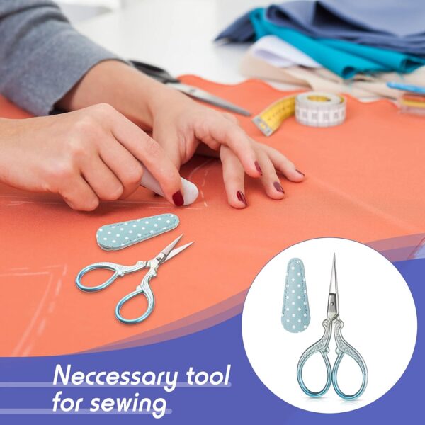 4Pcs Sewing Embroidery Scissors with Artificial Leather Cover 3.6 Inch