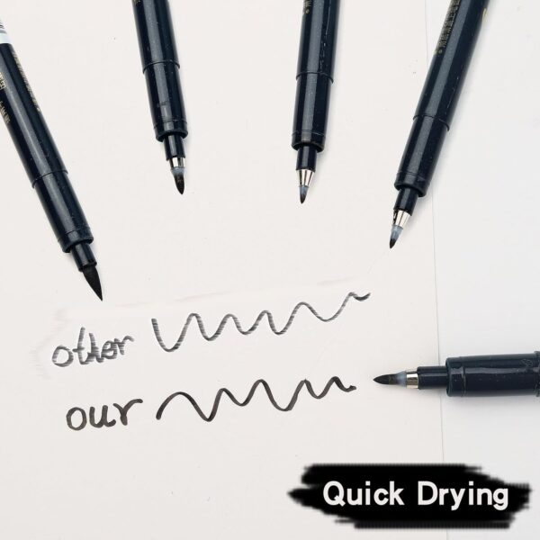 MAIKE 4 Size Calligraphy Brush Pens Water Based Black Ink Marker Set