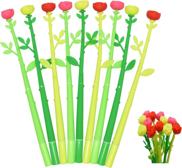 30PCS Fancy Rose Beautiful Floral Gel Pens Black for Kids Girls Women